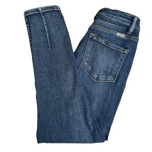 Kancan Womens Medium Wash High‎ Rise Distressed Seam Detail Skinny Jeans Size 28